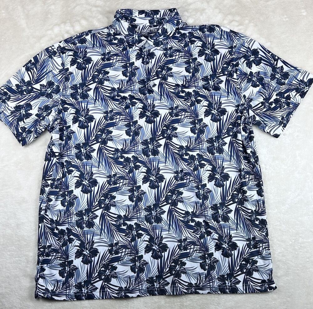 Ariat TEK Polo Shirt Men’s Sz XL Performance Golf Outdoor Floral Print Hawaiian
